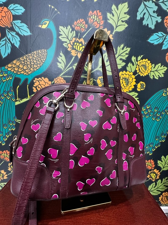 Gucci Heart Print Dome Satchel – Burgundy Leather Trim - Picture 5 of 15